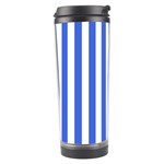 Vertical Stripes - White and Royal Blue Travel Tumbler