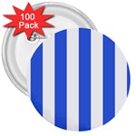 Vertical Stripes - White and Royal Blue 3  Button (100 pack)