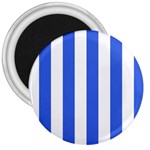 Vertical Stripes - White and Royal Blue 3  Magnet