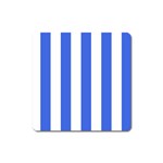 Vertical Stripes - White and Royal Blue Magnet (Square)