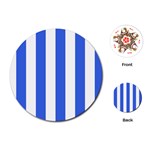 Vertical Stripes - White and Royal Blue Playing Cards (Round)