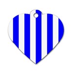 Vertical Stripes - White and Blue Dog Tag Heart (One Side)