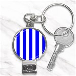 Vertical Stripes - White and Blue Nail Clippers Key Chain