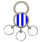 Vertical Stripes - White and Blue 3-Ring Key Chain