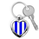 Vertical Stripes - White and Blue Key Chain (Heart)