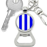 Vertical Stripes - White and Blue Bottle Opener Key Chain