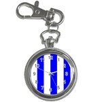 Vertical Stripes - White and Blue Key Chain Watch