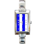 Vertical Stripes - White and Blue Rectangle Italian Charm Watch