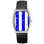 Vertical Stripes - White and Blue Barrel Style Metal Watch