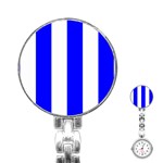 Vertical Stripes - White and Blue Stainless Steel Nurses Watch