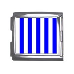 Vertical Stripes - White and Blue Mega Link Italian Charm (18mm)