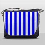 Vertical Stripes - White and Blue Messenger Bag