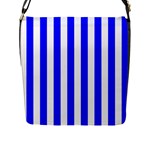 Vertical Stripes - White and Blue Flap Closure Messenger Bag (L)