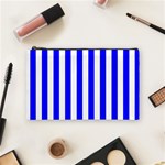 Vertical Stripes - White and Blue Cosmetic Bag (M)