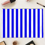Vertical Stripes - White and Blue Cosmetic Bag (XXL)