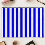 Vertical Stripes - White and Blue Cosmetic Bag (XXXL)