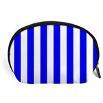Vertical Stripes - White and Blue Accessory Pouch (Large)