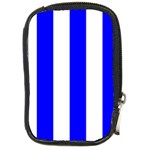 Vertical Stripes - White and Blue Compact Camera Leather Case