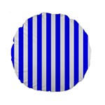 Vertical Stripes - White and Blue Standard 15  Premium Round Cushion