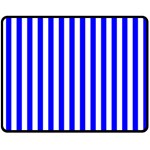 Vertical Stripes - White and Blue Fleece Blanket (Medium) (One Side)