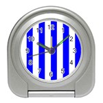 Vertical Stripes - White and Blue Desk Alarm Clock