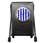 Vertical Stripes - White and Blue Pen Holder Desk Clock