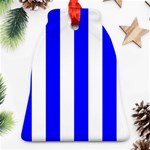 Vertical Stripes - White and Blue Ornament (Bell)