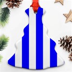 Vertical Stripes - White and Blue Ornament (Christmas Tree)