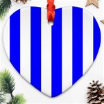 Vertical Stripes - White and Blue Heart Ornament (Two Sides)