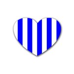 Vertical Stripes - White and Blue Rubber Coaster (Heart)