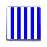 Vertical Stripes - White and Blue Memory Card Reader (Square)