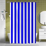 Vertical Stripes - White and Blue Shower Curtain 48  x 72  (Small)