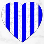 Vertical Stripes - White and Blue Jigsaw Puzzle (Heart)