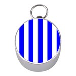 Vertical Stripes - White and Blue Silver Compass (Mini)