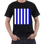 Vertical Stripes - White and Blue Men s T-Shirt (Black)