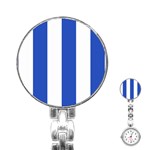Vertical Stripes - White and Cerulean Blue Stainless Steel Nurses Watch