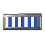 Vertical Stripes - White and Cerulean Blue Superlink Italian Charm (9mm)