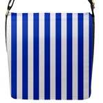 Vertical Stripes - White and Cerulean Blue Flap Closure Messenger Bag (S)
