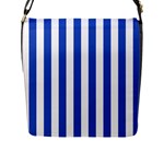 Vertical Stripes - White and Cerulean Blue Flap Closure Messenger Bag (L)