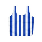 Vertical Stripes - White and Cerulean Blue Full Print Recycle Bag (S)