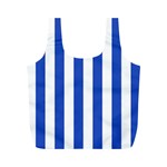 Vertical Stripes - White and Cerulean Blue Full Print Recycle Bag (M)