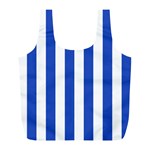Vertical Stripes - White and Cerulean Blue Full Print Recycle Bag (L)