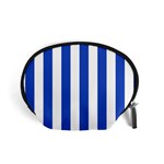 Vertical Stripes - White and Cerulean Blue Accessory Pouch (Small)