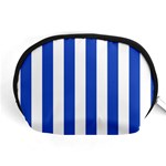 Vertical Stripes - White and Cerulean Blue Accessory Pouch (Medium)