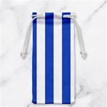 Vertical Stripes - White and Cerulean Blue Jewelry Bag