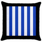 Vertical Stripes - White and Cerulean Blue Throw Pillow Case (Black)