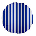 Vertical Stripes - White and Cerulean Blue Large 18  Premium Flano Round Cushion