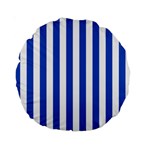 Vertical Stripes - White and Cerulean Blue Standard 15  Premium Round Cushion
