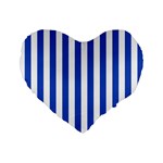 Vertical Stripes - White and Cerulean Blue Standard 16  Premium Flano Heart Shape Cushion