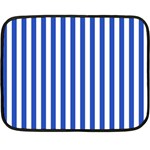 Vertical Stripes - White and Cerulean Blue Fleece Blanket (Mini)